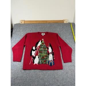 Vintage Tiara International Winter Christmas Sweater Penguins Size Large